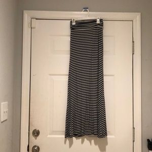 Black and white striped maxi skirt